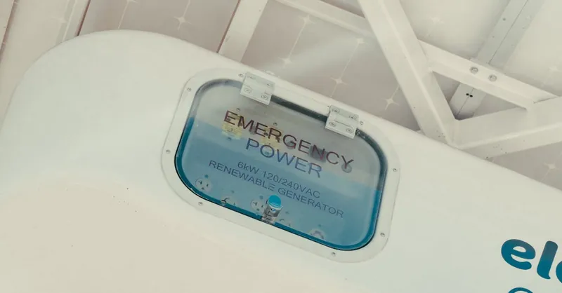 Image of an emergency power generator powered by renewable energy, featuring clean technology concepts.