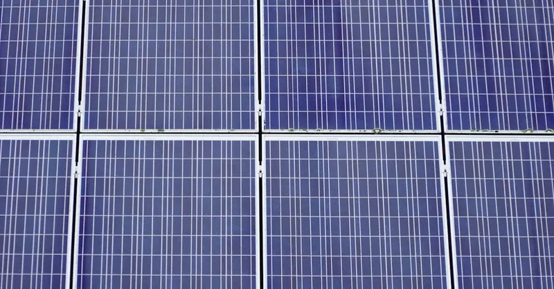 Detailed view of solar panels showcasing renewable energy technology.